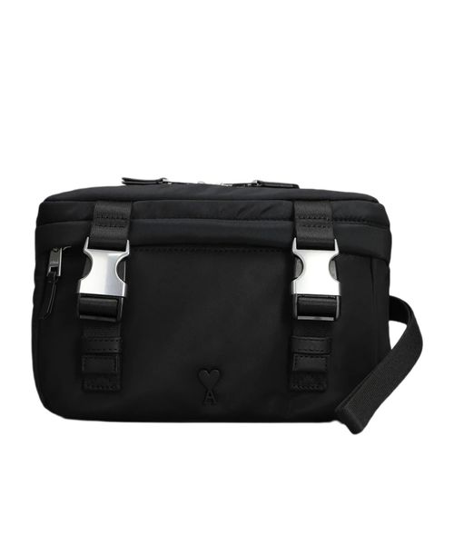 Logo buckle cosmetic bag