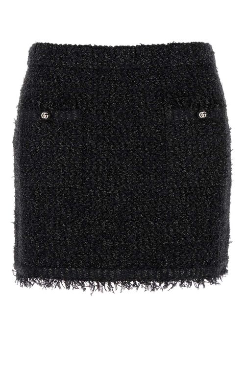 Textured Viscose Blend Skirt — Black