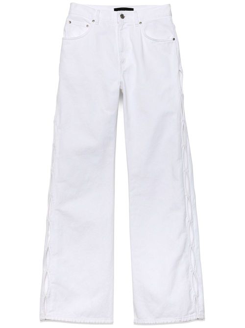 Cut-out wide-leg jeans - White