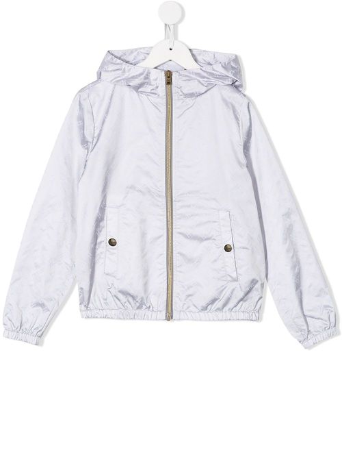 Metallic logo print hooded jacket - Grey