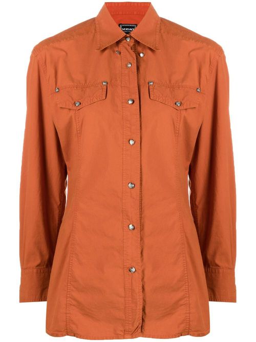1990s Medusa button-down shirt - Orange