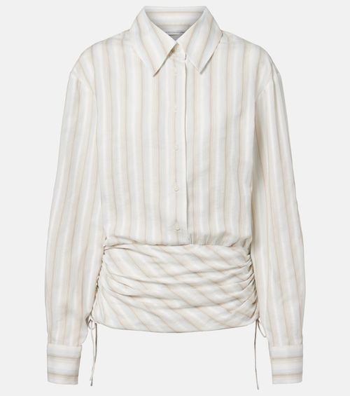 Ruched striped cotton minidress