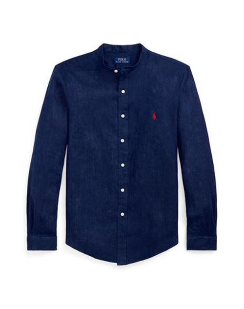 Slim Fit Linen Shirt Man Shirt Navy Size XL Linen