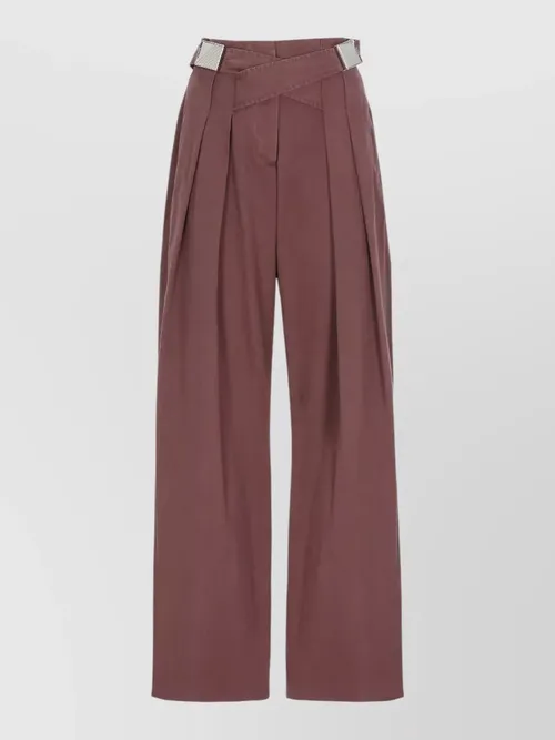 The Attico - wide leg wool tailored trousers belt