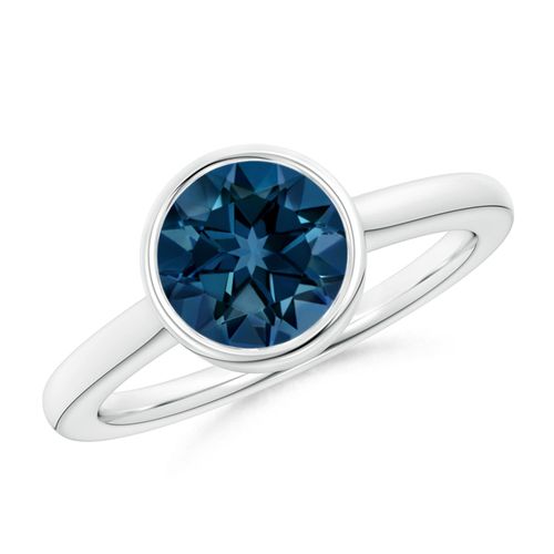 Angara 2.35 Carats Bezel-Set Round London Blue Topaz Solitaire Engagement Ring in Platinum