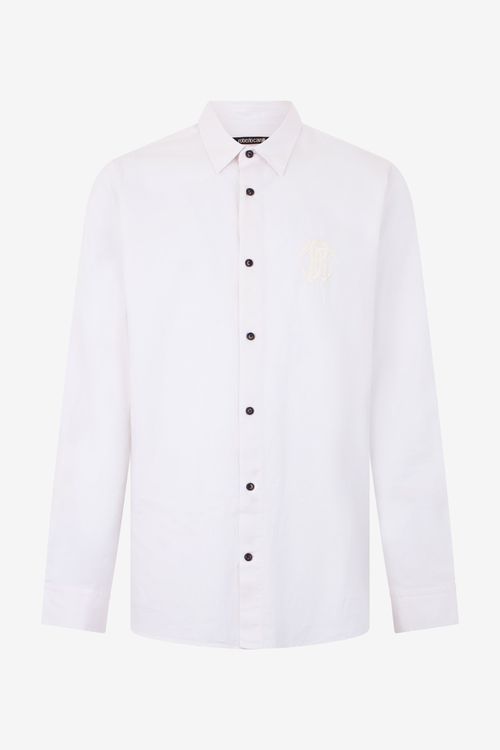 White Shirt With Monogram Rc Embroidery