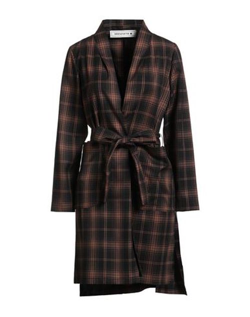 Woman Overcoat & Trench Coat Brown Size 10 Polyester, Viscose, Elastane