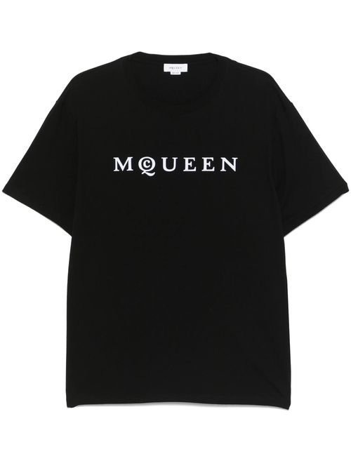 Alexander McQueen Flocked Logo T-hirt in Black - Black
