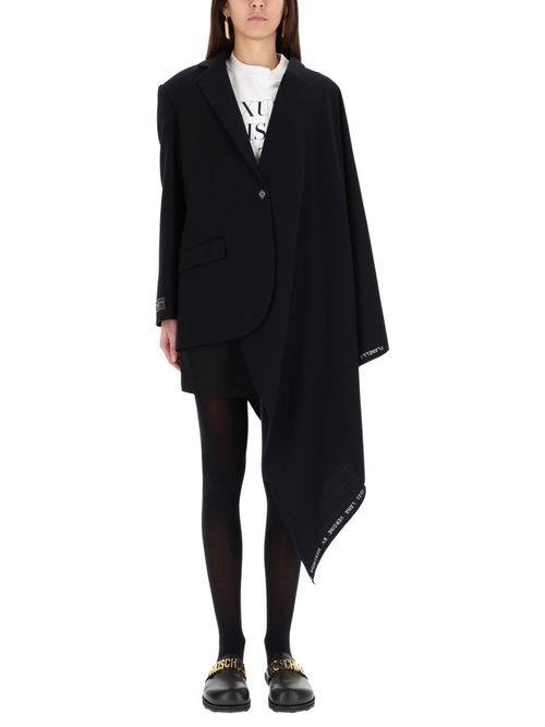 Asymmetric-drape Wool Coat