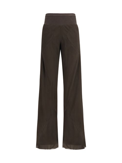 Bias-Cut Silk-Cupro Trousers — Brown