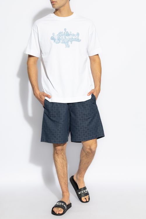 Logo Pattern Shorts, Men's, Navy Blue