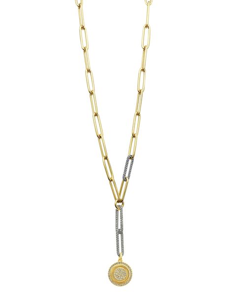 Two-Tone Coin Pendant Y Necklace - Gold-Tone