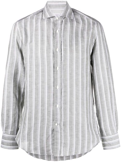 Striped spread-collar shirt - Grey