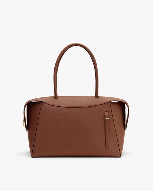 Women's Forma Bowler Bag in Dark Chestnut | Pebbled Leather