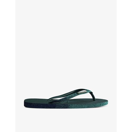 Womens Pantanal Green Slim Sparkle II Rubber Flip-flops