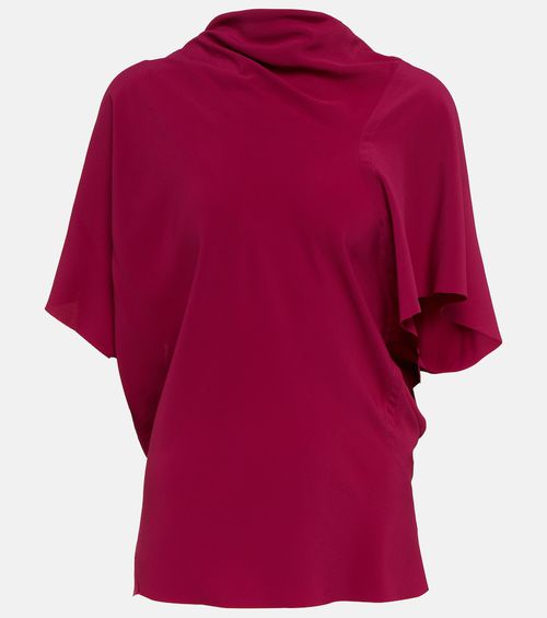 Asymmetrical silk-blend top