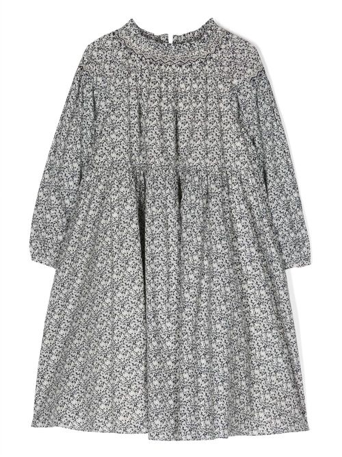 Abstract-print flared dress - Blue
