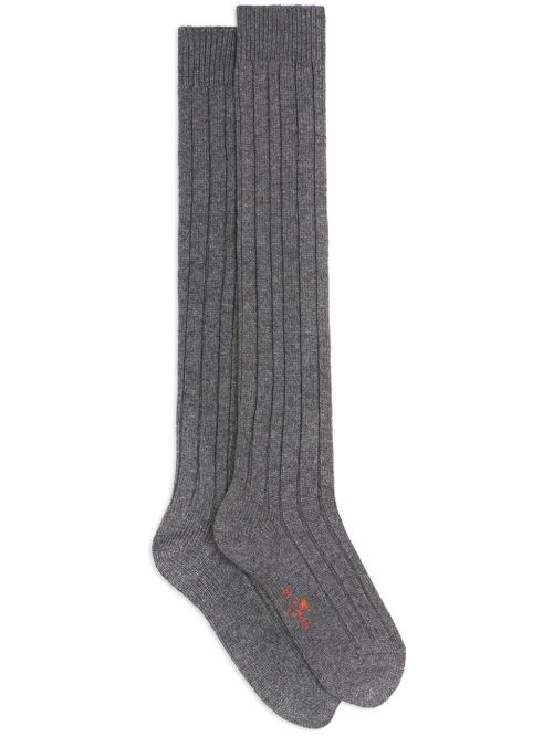 Ribbed cashmere-wool socks - Grey