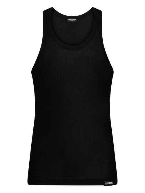 Logo-plaque cotton-blend top - Black