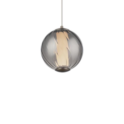 Smoke Glass Aged Brass LED Mini Pendant from the Swirly Collection
