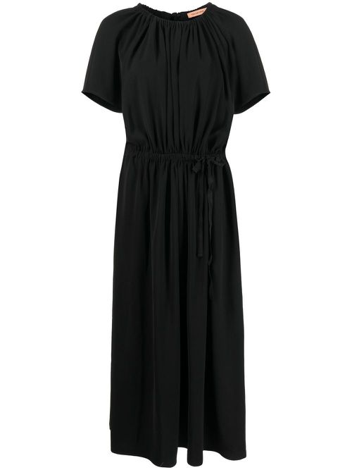 Pleat detailing mid-length dress - Black