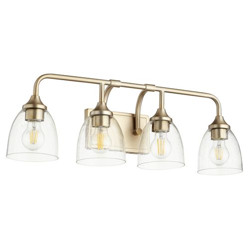 Quorum Enclave 4-Light 9" Bathroom Vanity Light in Aged Brass with