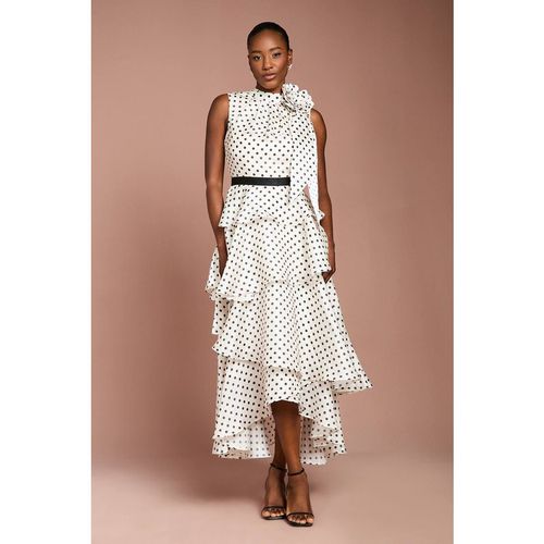 Coast Polka Dot Tiered Organza Midi Dress In Mono