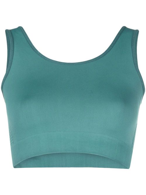 Ribbed-knit cropped top - Green
