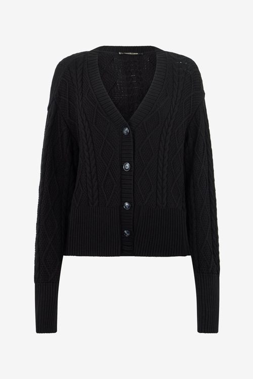 Black Cable-knit Cardigan