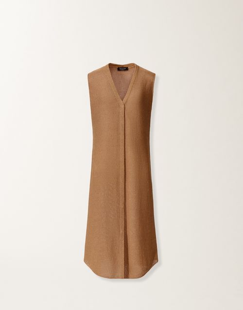 Cardigan vest in cotton and linen with sequins, wicker