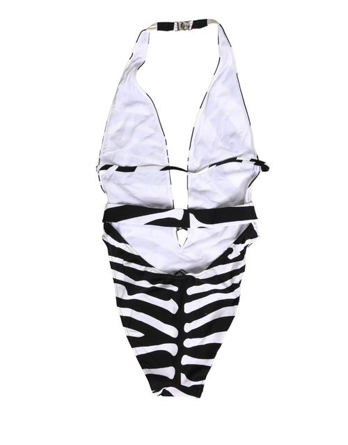Zebra-Print Halterneck Swimsuit — Multicolor