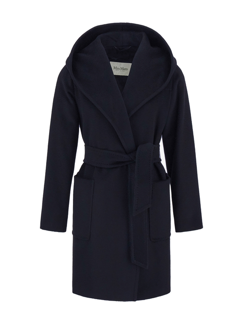 Navy Blue Rialto Camel Wool Robe Coat
