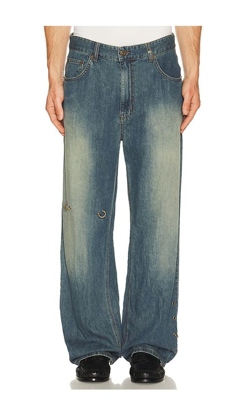 WE11DONE Piercing Denim Jeans in Blue. S. Also in M, L, XL/1X