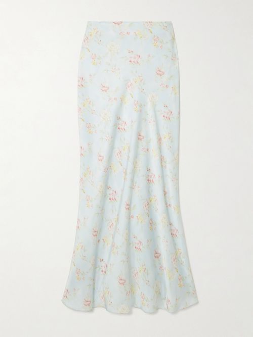 Floral-print Satin Maxi Skirt - Multi