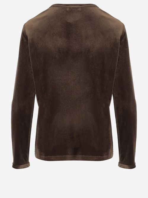 Stretch Velvet Sweater — Brown
