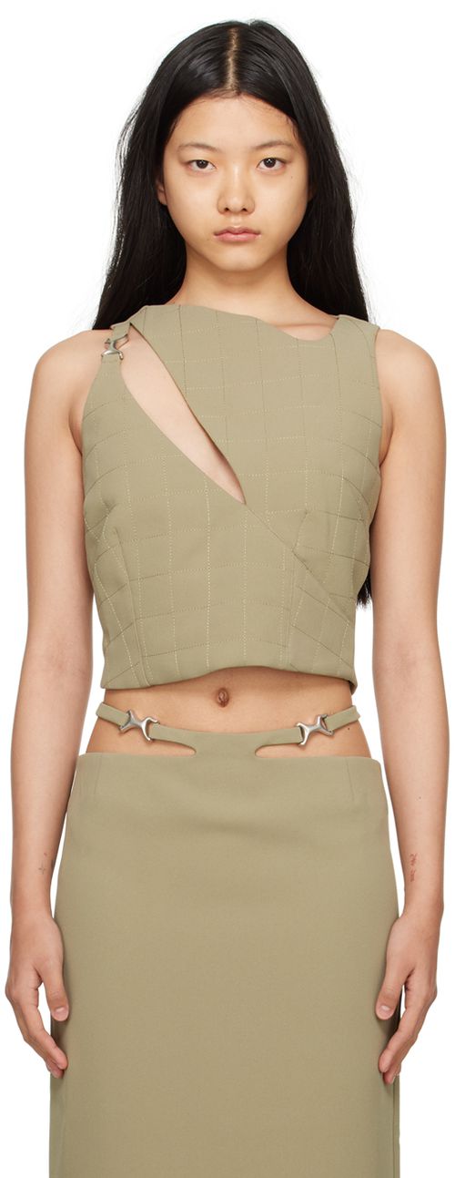 Khaki quilted tank top
