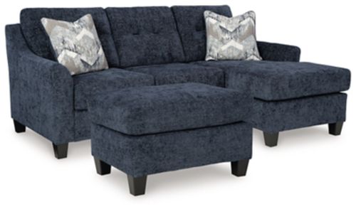 Keenelynn Sofa Chaise with Ottoman, Navy