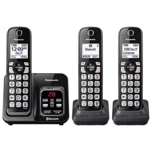 KX-TGD563M Link2Cell DECT 6.0 Expandable Cordless Phone System with Digital Answering System - Metallic Black