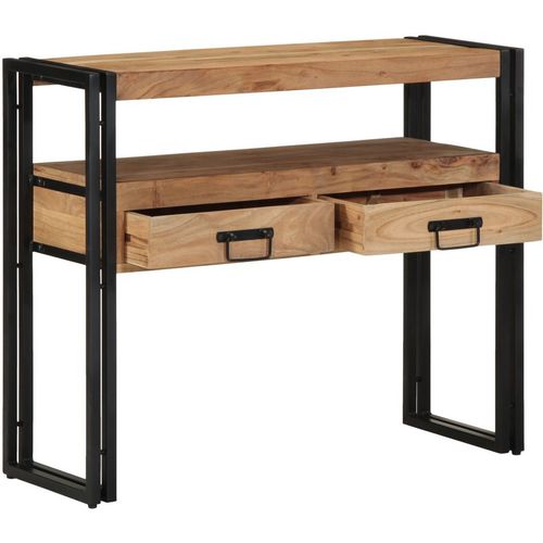 Console Table Black 90x33x75 cm Solid Acacia Wood and Metal