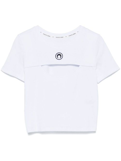 Moon-logo cut-out T-shirt - White