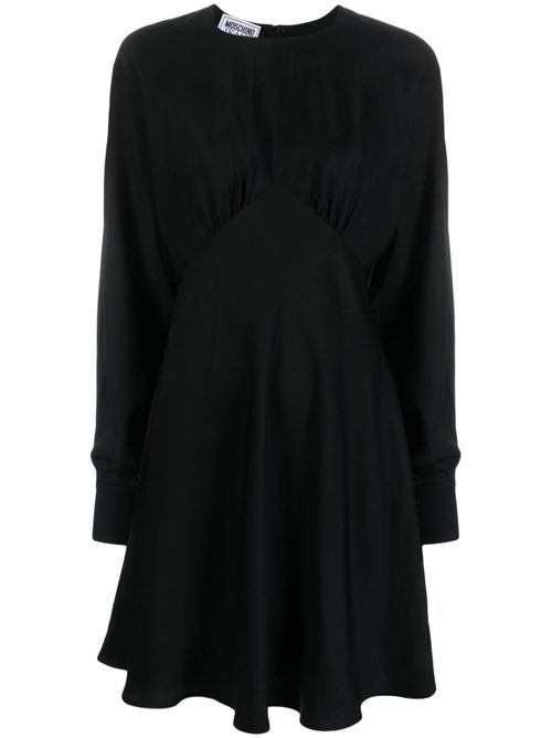 Satin poet-sleeve midi dress - Black