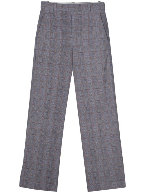 Check-pattern straight-leg trousers - Blue