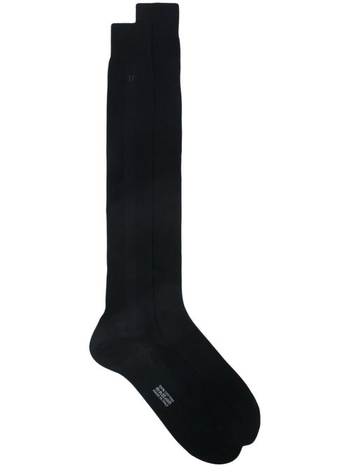 Logo-embroidered cotton socks - Blue