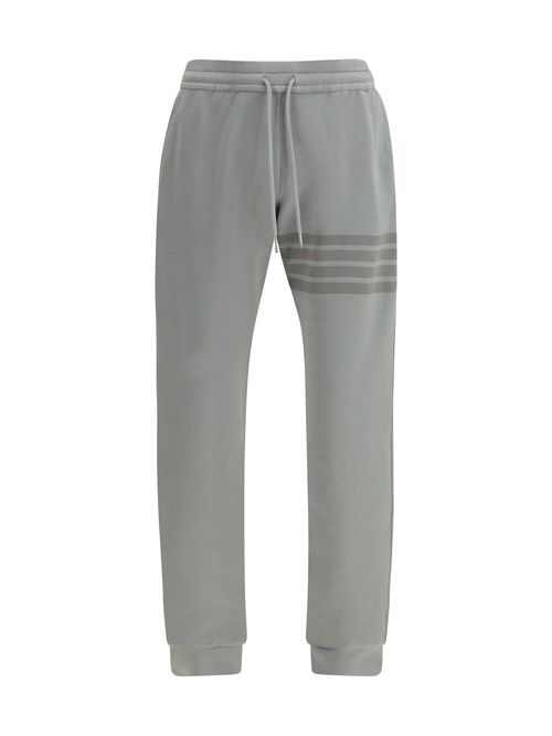Striped Cotton Joggers — Gray