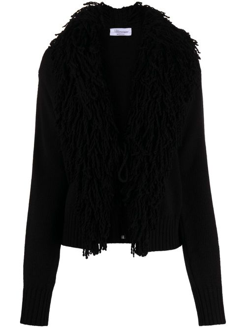 Fringed-edge knitted cardigan - Black