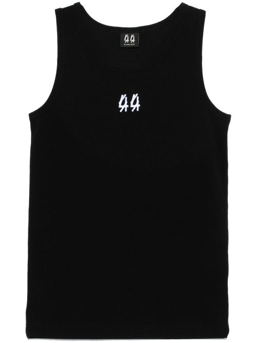 Logo-embroidered tank top - Black