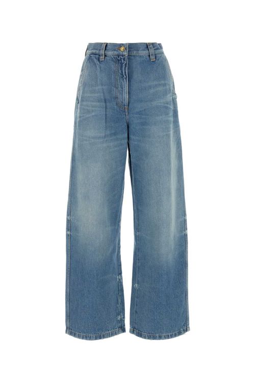 Wide-Leg Denim Jeans — Blue