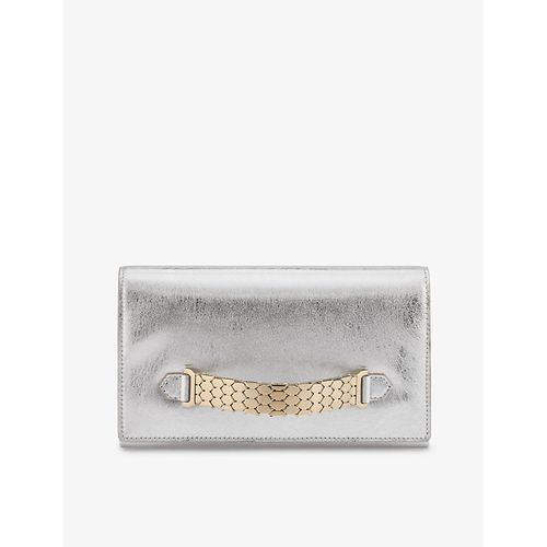 Womens Silver Serpenti Handled Leather Clutch bag 