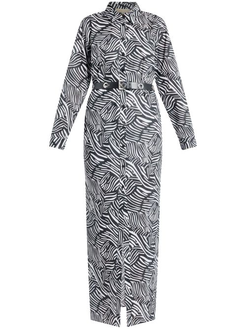 Zebra-print organic-cotton shirt dress - Black