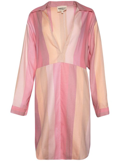 Stripe-print cotton tunic dress - Pink